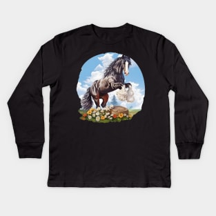 Shire or Clydesdale Draft Horse Sticker Kids Long Sleeve T-Shirt